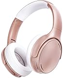 TUNEAKE Noise Cancelling Bluetooth 5.0 Kopfhörer, Aktive Geräuschisolierung i-Fi-Stereo-Tiefbass mit 35Std, Over Ear Kabellose Kopfhoerer Faltbarer für Online-Kurse, Heimbüro, Reise-Roségold
