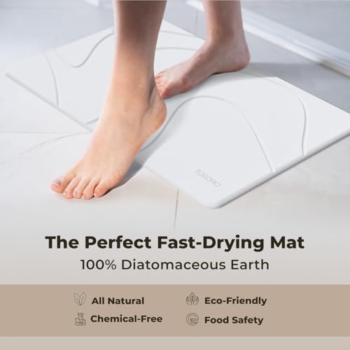 Image of TOSORO - Stone Bath Mat Diatomaceous Earth Shower Mat Non-Slip Super Absorbent Diatomite Stone Bath Mats for Bathroom Floor Quick Drying Natural Easy to Clean (23.5 x 15) - Sandstone