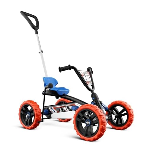 BERG Pedal-Gokart Buzzy 2-in-1 inkl. Schubstange | Gokart mit Freilauf | Tretfahrzeug für Kinder ab 2 Jahren | Kinderfahrzeug mit Handbremse und hohem Sicherheitsstandard | Nitro