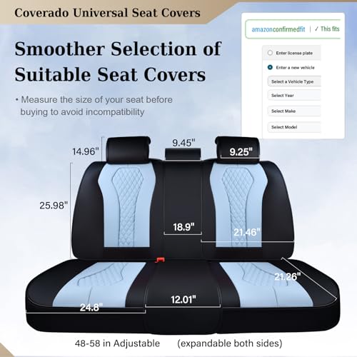 Image of Coverado Car Seat Covers, Rear Car Protectors, Leather Seat Covers, 3-Piece Waterproof Automotive Seat Covers for Back Seats Universal Fit for SUVs & Cars, All-Weather Protection