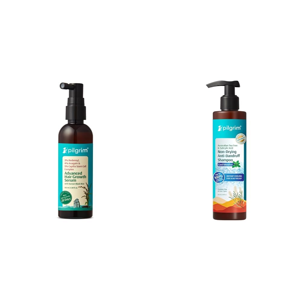 PILGRIM Redensyl 3% + Anagain 4% + 5% Capilia Stem Advanced Hair Growth Serum (100ml) with Rosemary & K & Australian Tea Tree & Salicylic Acid Anti-Dandruff Shampoo with Cool Menthol 200ml-image-42