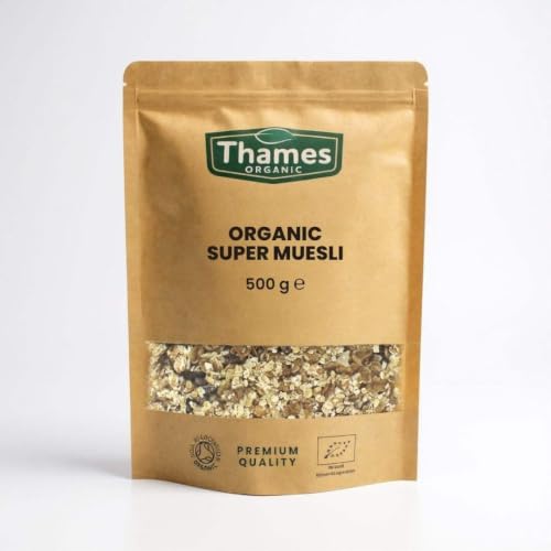 Image of Organic Super Muesli - No Additives, No Preservatives, A Blend of Dried Fruits Nuts & Seeds, Vegan, GMO-Free, Certified Organic - Perfect for Breakfast - Thames Organic 500g