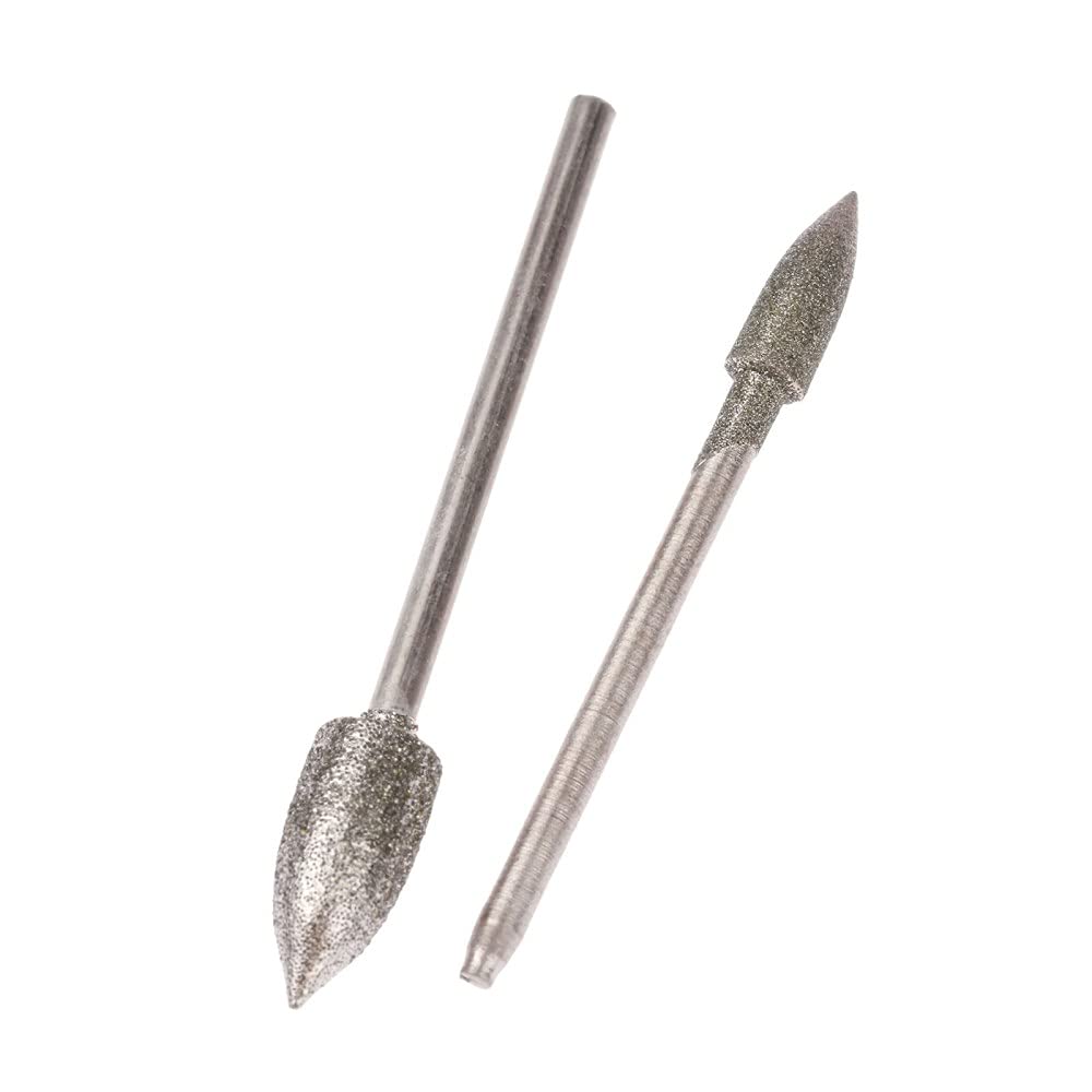 6Pcs per Dremel Accessori Galvanotecnica Diamante Testa di molatura 2.35mm Gambo lucidato Ago Lucidato Pietra di giada Strumento per incisione, come mostrato