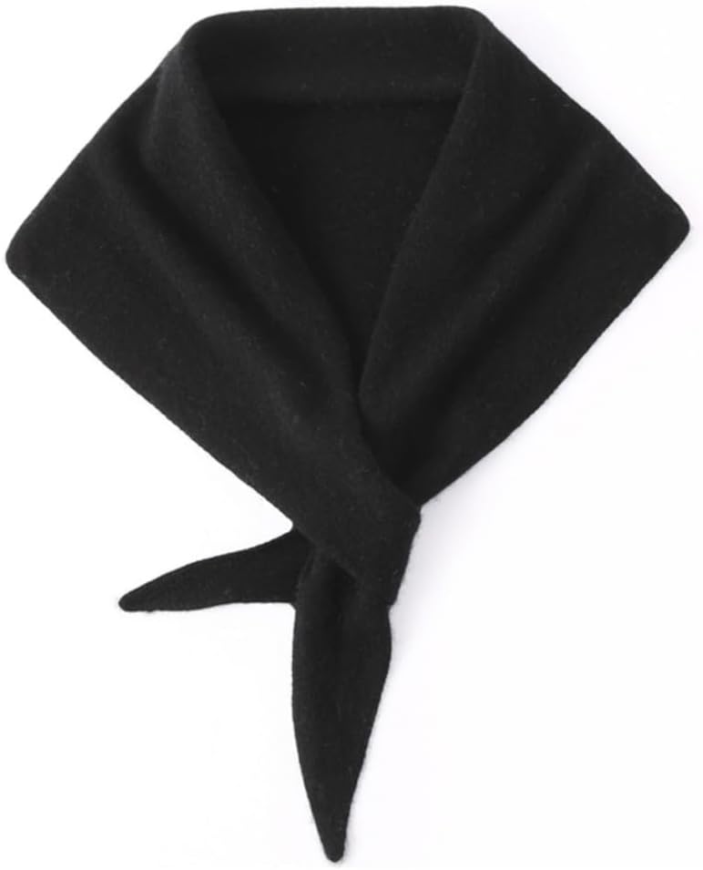 Knit Cashmere Triangle Scarf for Women Knitted Head Scarf Y2k Neckerchief Old Money Aesthetic Accessories (Black)