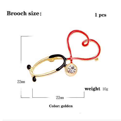 Image of Nurse Pin Stethoscope Pins Cuterus Heart-Shaped Pins Lapel Pin Personality Medical Jewelry for Women Nurse Accessories Gifts Hat Lapel Pins(Gold)