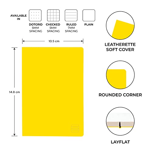 Image of NEORAH - A6 Ruled Notebook SOFT COVER | Organiser REFILL | Ruled Journal | 110 GSM | 160 pages (Size 14.8 cm x 10.5 cm) Planner Journaling Writing Note Taking Diary, Travellers Journal -YELLOW