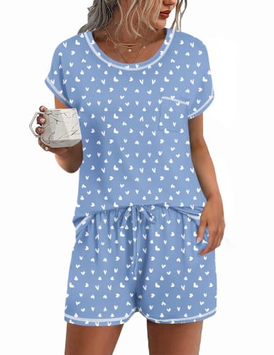 Image of Ekouaer Womens Pajama Sets 2 Piece Pjs Short Sleeve Top and Shorts