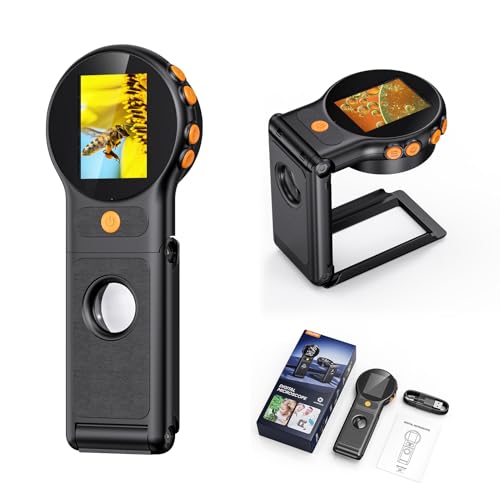 Image of Handheld Digital Microscope for Kids Upgraded Foldable Microscope 1080P AF Lens 2.0inch IPS Color Screen,200w Pixel,500x Magnification,Built-in 8 LED Lights Compatible with Windows,Mac OS(Black)