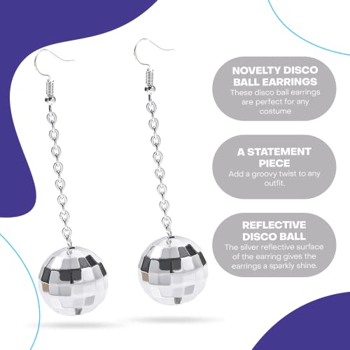 Rave Envy Disco Ball Earrings For Women - 70'S Silver Halloween Earrings Women's Costume Accessories #TOP6