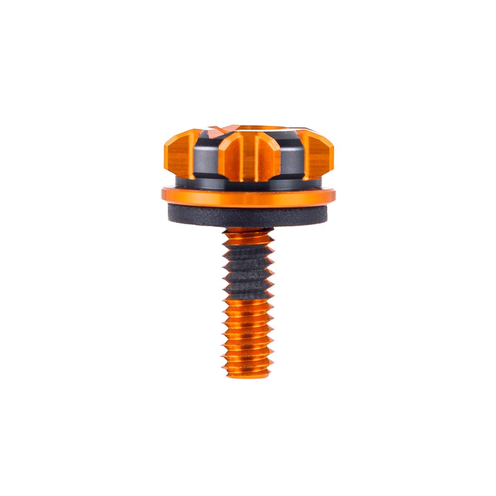 Advanblack Axion CNC Knurled Seat Bolt Kit – 6061 Billet Aluminum Tab Screw Knob Cover Fits Harley Touring Street Glide Road Glide Road King Electra Glide Dyna Softail 1997-2025 (Black and Orange)