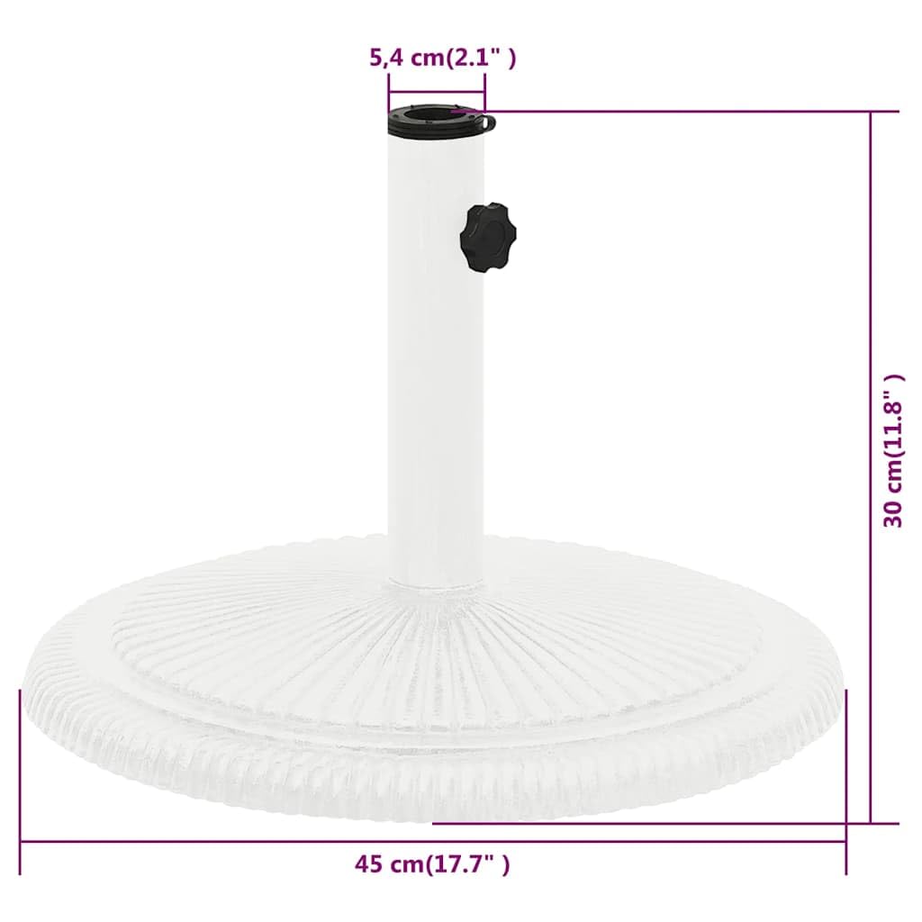 Supporto per ombrellone bianco in ghisa, 45 x 45 x 30 cm, base per asta dell'ombrellone adattatore per 35, 38, 48 mm, giardino, terrazza, stabilità