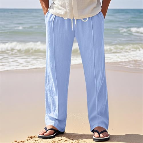 Men's Casual Linen Drawstring Pants Comfortable Relaxed Fit Breathable Lightweight for Daily Wear Outdoor Power3