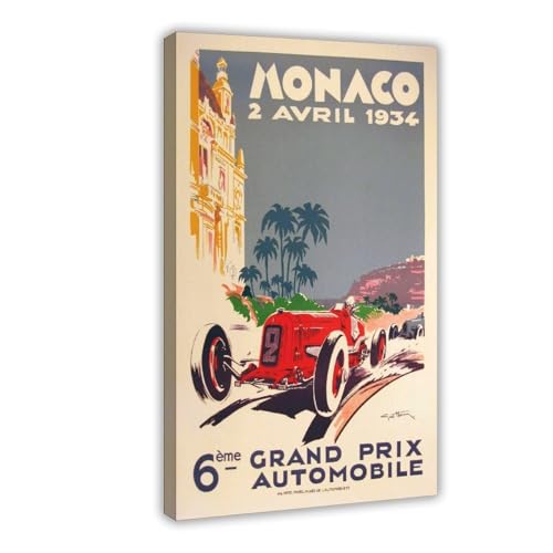 Toile Grand Prix de Monaco 1934 le cadeau idéal avec cadre pour passionné d'auto