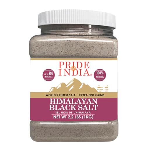 Pride Of India - Himalayan Rock Salt - 84+ Natural Mineral Enriched (Pure Himalayan Black Salt, Extra Fine Grind 2.2 Pound Jar)