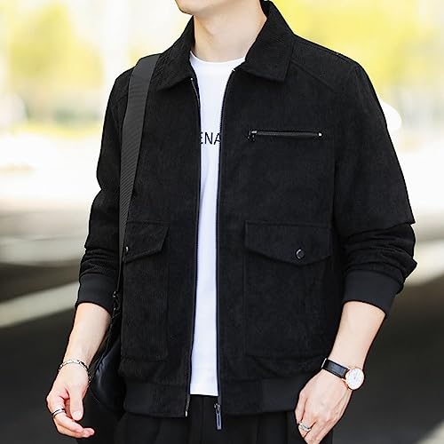 Kinkia Men's Corduroy Jacket Zip Up Long Sleeve Lightweight Casual Warm Fall Shacket Coat with Pockets2