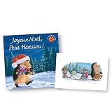 Joyeux Noël Petit Hérisson! (tout-carton) Coffret cadeau de Noël, livre d’images avec, Petit Hérisson et Souris Marchant vers la Maison tirage d’art.