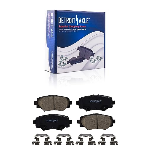Image of Detroit Axle - Rear Brake Kit for 2014 2015 2016 2017 2018 Mazda 3 Sport | 10.43 inch inch Drilled & Slotted Disc Brake Rotors Ceramic Brake Pads Replacement