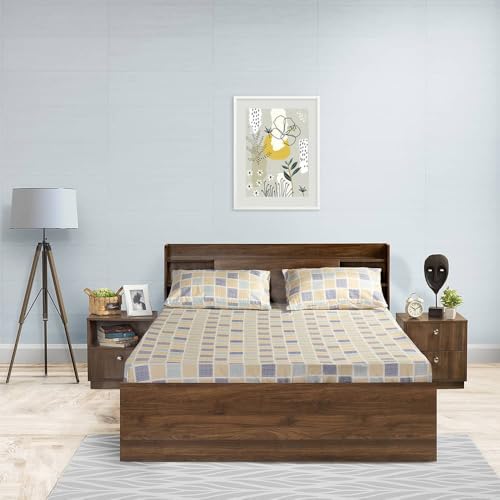 Image of Wakefit Wakefit Checkers 100% Cotton 200 TC Flat Bedsheet with 1 Pillow Cover