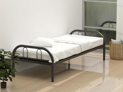 Mahmayi Teras 77 Single Bed Heavy Duty Metal Bed Frame with Headboard & Footboard Large Under Bed Storage Ideal for Bedroom Home Living Room Metal Bedframe No Box Spring Needed By