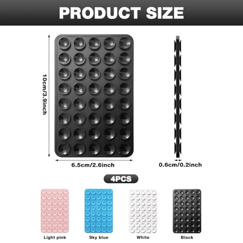 Image of ZORBES 4 Pack Double-Sided Suction Cup Phone Case Mount, Anti Slip Silicon Sticky Phone Stand for iPhone and Android, Hands-Free Strong Grip Holder for Selfies and Videos