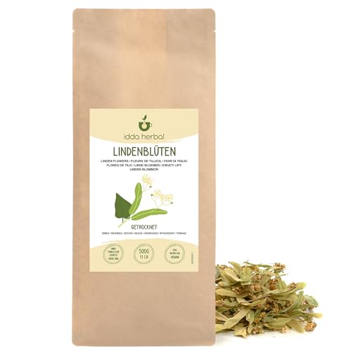 IDDA Herbal Té de Flores de Tilo 500g, Hojas de Tilo Secas con Flores, Té de Hierbas Suelto