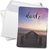 Trauer Danksagungskarten mit Umschlag | Motiv: Steg, 15 Stück | Dankeskarten DIN A6 Set | Trauerkarten Danksagung Danke sagen