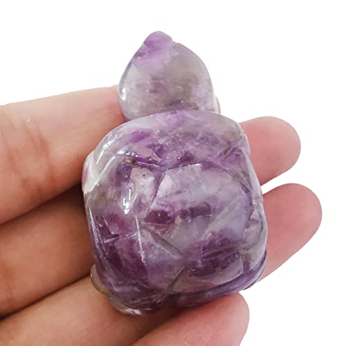 Lovionus89 Hand Carved Stone Crystal Turtle, 40mm Small Turtle Animal Figure Bag Statue Sculpture, Amethyst - Image 2