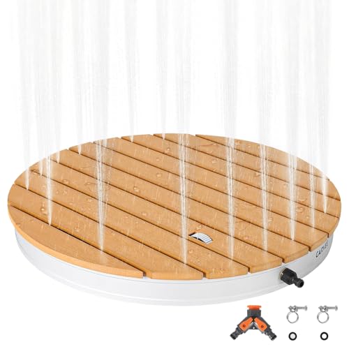 RBFGYIOP Ducha de jardín exterior hasta 4,5 m de altura de fuente, ducha de suelo exterior con pedal, fuente ajustable, ducha exterior antideslizante, cartucho de sauna, resistente a la intemperie
