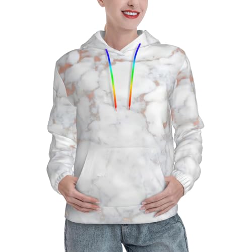 Sweat à capuche femme marbre blanc pull ajusté non informe