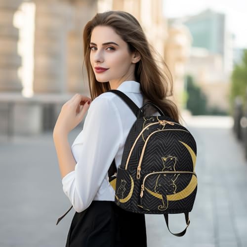 Image of ALAZA Cute Cat Crescent Moon Small Backpack Purse for Women Travel Bag Fashion Daypack Back Pack Shoulder Bag