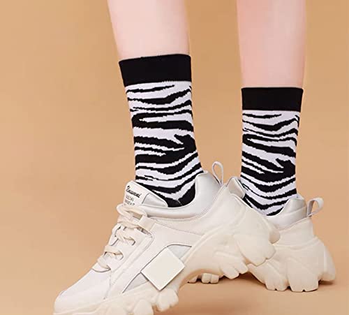 Image of Animal Print Crew Socks Trendy Pattern Quartz Socks Leopard Printed Dress Socks for Women, Men