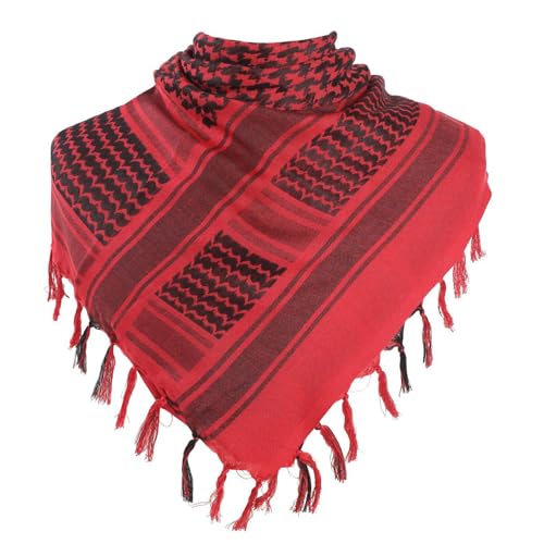 100% Cotton Military Shemagh Tactical Desert Scarf,Keffiyeh Scarf Wrap for Men and Women(Red)