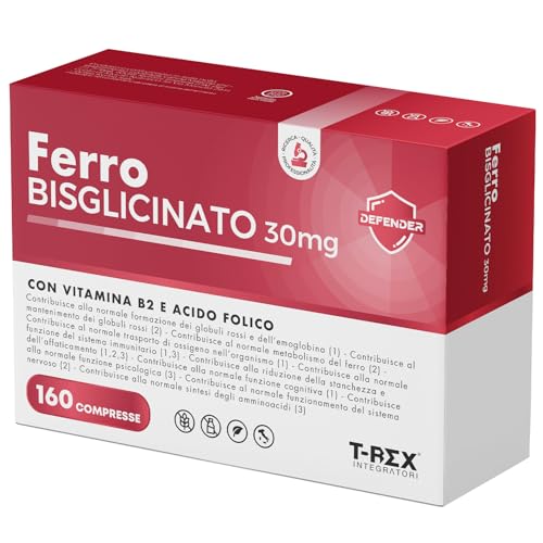 Ferro Integratore 30 mg con Acido Folico e Vitamina B2 - 160 compresse