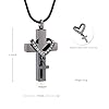 Stainless-Steel-Cross-Memorial-Cremation-Ashes-Urn-Pendant-Necklace-Keepsake-Jewelry-Urn Cremation Jewelry for Ashes Pendant - Cross Urn Necklace with Mini Keepsake Urn Memorial Ash Jewelry