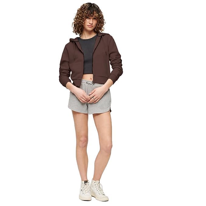 lll fashion Solid Fleece Crop Zipper Hoodie | Long Sleeves Winter Wear for Women's-picture-22
