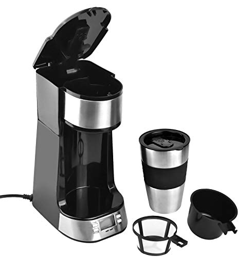 PowerDoF Kaffeemaschine 1 Tassen, Webat Kaffeemaschine 1 Tassen Programmierbare Edelstahl mit Timer für Reisen 420ML… – Bild 5