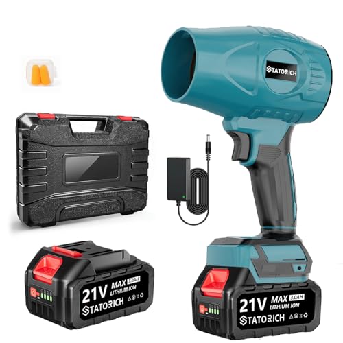 Souffleurs de Feuilles, Souffleur de Feuilles sans Fill avec 2 Batteries de 3.0 Ah, Moteur brushless 500.000TR/Min, Vitesse d’air 60 m/s, souffleur Portable...