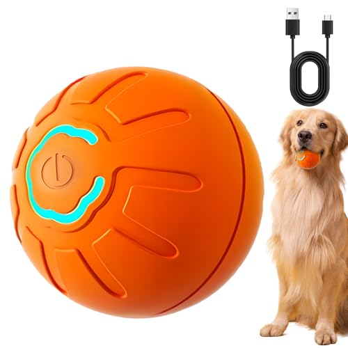 gofiveus Giochi Per Cani, 2025 Nuova Palla Per Cani Interattiva, Pallina Ricaricabile Usb Che Si Muove Da Sola, Automatica Resistente, Giocattoli Per Pallina Cane Taglia Grande E Media (degli agrumi)