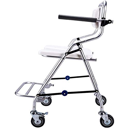 Sedia da doccia regolabile, pieghevole, mobile per WC, panca da doccia per anziani, anziani e disabili, sgabello da bagno con ruote per una maggiore mobilità e sicurezza