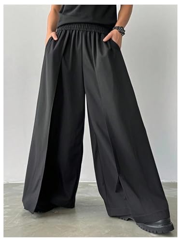 Verdusa Men's Wide Leg Dress Pants Business Casual Drawstring Waist Baggy Trousers with Pockets4