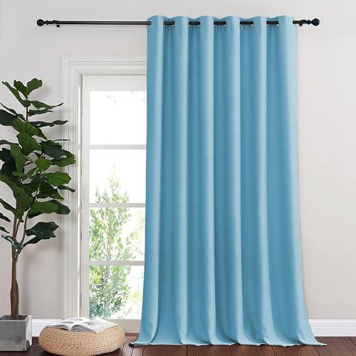 NICETOWN Blackout Room Divider Curtains for Sliding Glass Doors 102 Inches Long 1 Panel, Extra Wide Curtains for Doorway Patio Bedroom Living Room (Teal Blue, 80Wx102L, 1 Panel)