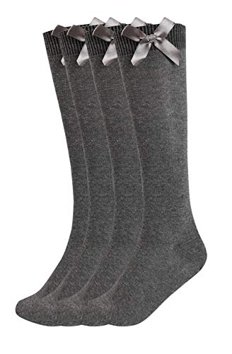 FASHION REVIEWGimbles® New Girls 3 Pack Value Knee High Bow Detail Back 2 School Cotton Rich Socks