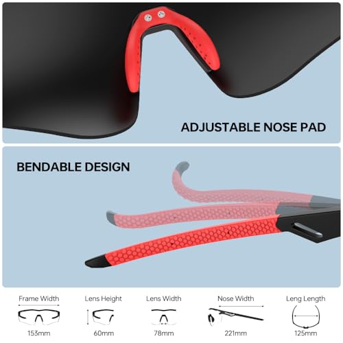 Image of Polarized Running Sunglasses for Men Women Ultra-Comfort, UV400 Protection | 22g Lightweight TR90 Frame & Adjustable Silicone Nose Pads Wraparound Sports Sun glasses for Cycling Baseball Hiking Fishing