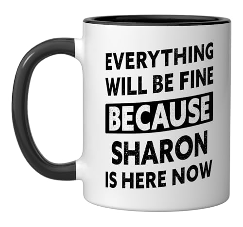 Taza cerámica Sharon con nombre y diseño divertido bicolor miniatura 1
