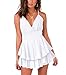 Nova In Sky Womens Summer Dresses Sexy V-Neck Spaghetti Strap Tie Backless Ruffle A-Line Casual Dress White-C XS