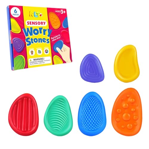 OUDQFCJ 6 Piezas Juguetes Sensoriales Piedras Antiestrés Juguete Calmante Emocional para Niños y Adultos