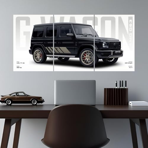 Image of Funk You Store Poster Split Design Car Posters | 3 A3 Sized Cars Posters for Wall | Large Size (89 x 42 cm) Wall Decor for Room | Supercar (Mercedes G Wagon Split Poster)