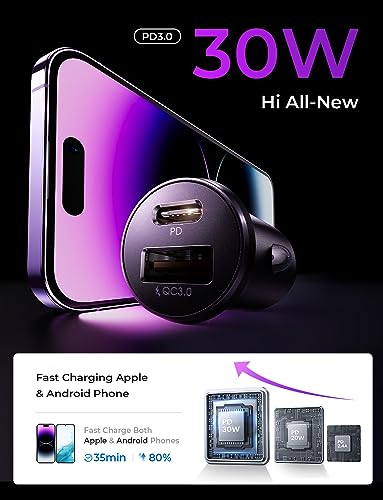 Image of LISEN 54W Car Phone Charger USB C, Cigarette Lighter Adapter, Car Accessories for iPhone, USB C Car Charger Adapter USBC Type C 12v, Fit for iPhone 16, 15, 14, 13 Samsung Google iPad Android, Blue | Cigarette Lighter USB Charger, Car Accessories for Men Women Father, All Metal USB Car Charger, 2-Pack, Blue