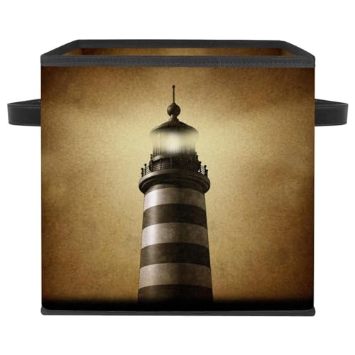 Cube de rangement en tissu Phare vintage aux finitions soignées