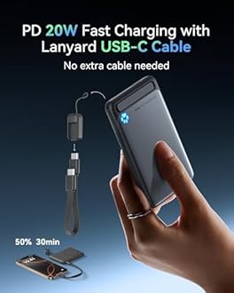 INIU Qi2 Certified 20W Magnetische Powerbank, 5000mAh Ultra Slim Externe Batterie, Travel Wireless Powerbank Schnellaufladung für iPhone 16 15 14 Pro Max Mag Safe Case Black